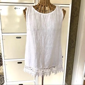 Terzo Millenio Italian 100% Linen & Lace Tank